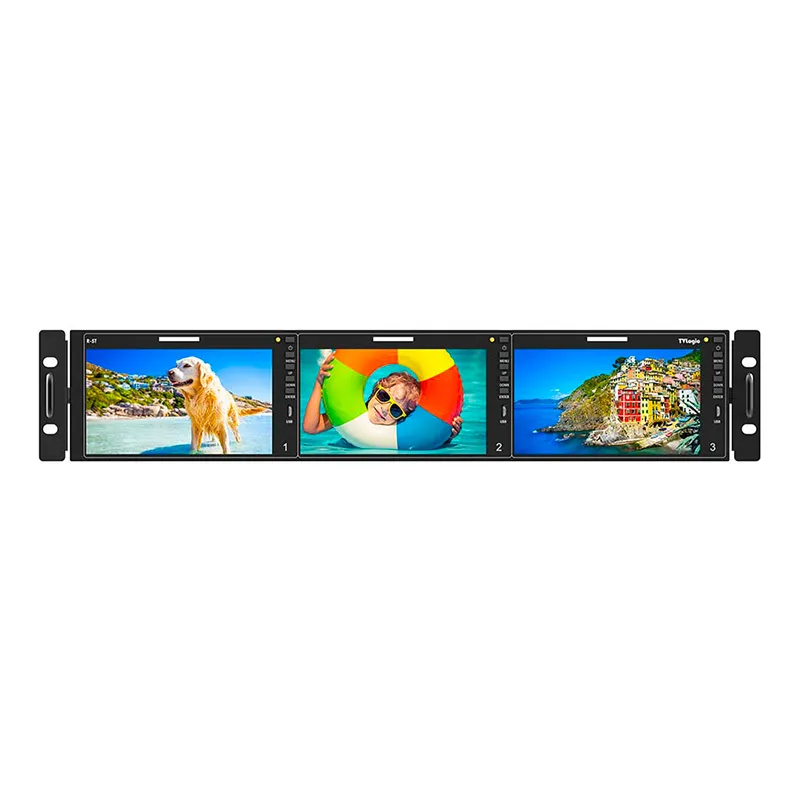 [R-5T] TVLogic - 3 x 5.5” 1920x1080 Triple LCD Rack Monitor with UHD/4K Ready / 2RU