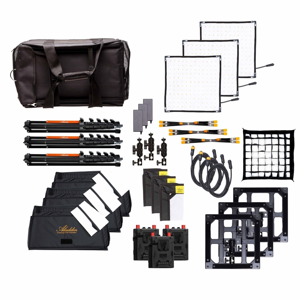 Aladdin - BI-FLEX M7 - 3-Lite Kit (70W Bi-Color) w/ Soft Case, Softbox, Stand and Grid