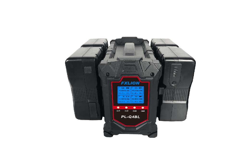 Fxlion - 4-ch chargeur rapide et intelligent V-Mount , 16.8V/4A*4 avec OLED
